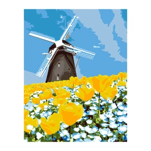Картина по номерам Rosa Млин на тюльпановому полі 35 х 45 см (4823098541295) зображення 1
