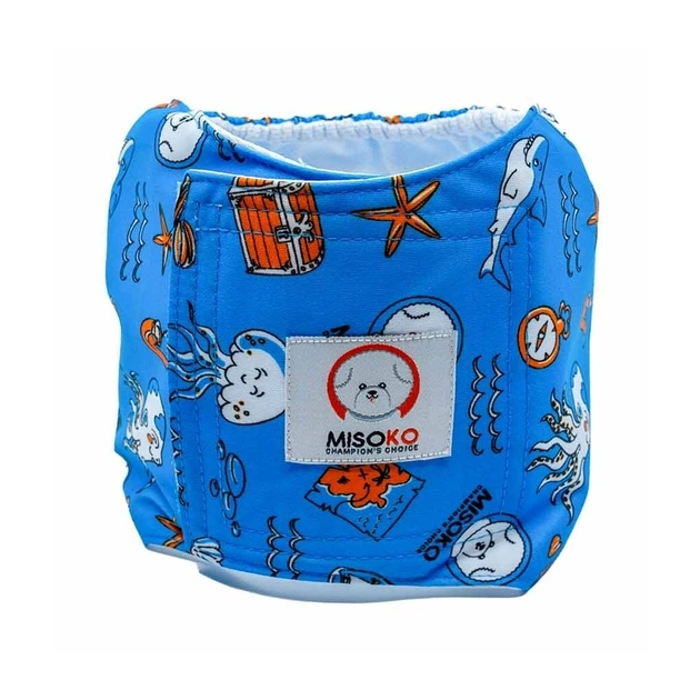Підгузки для тварин MISOKO&CO багаторазові для кобелів, з восьминогом, XL 1 шт. блакитні (HAINMSK63957) - зображення 1