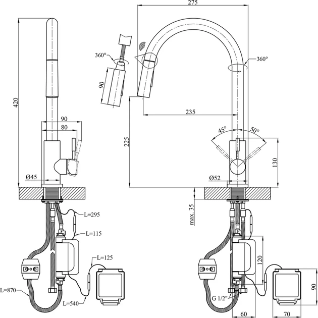 Змішувач Kroner Klassisch-PVD03916S (CV032496) - зображення 10