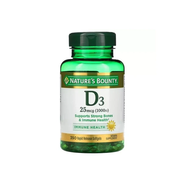 Вітамін Nature's Bounty Вітамін D3 швидкого вивільнення, 1000 МО, 25 мкг, Vitamin D, 350 (NRT-30413) - изображение 1