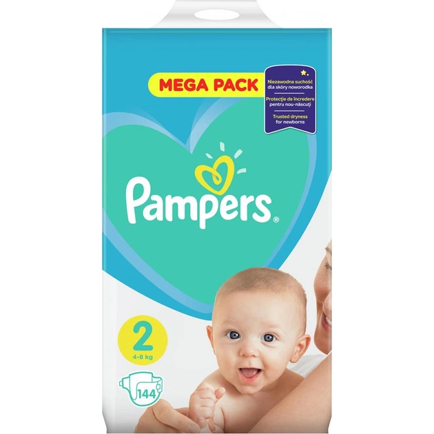 Підгузки Pampers New Baby Mini Розмір 2 (4-8 кг) 144 шт (8001090950772) - изображение 1