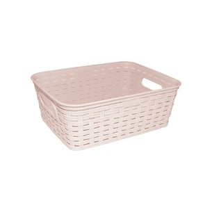 Кошик для зберігання Irak Plastik декорований під ротанг пудровий 2.5 л (5946) зображення 1
