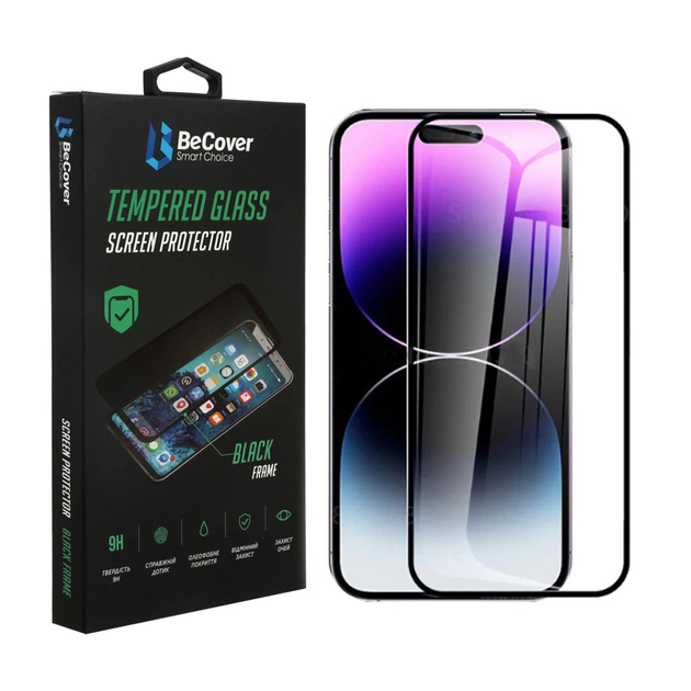 Стекло защитное BeCover Apple iPhone 14 Pro Max Black (707969) - изображение 1