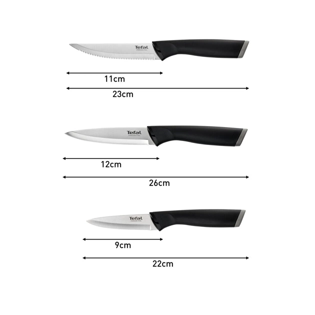 Набір ножів Tefal Essential 3шт, нержавіюча сталь, пластик, чорний (K2219455) - picture 8