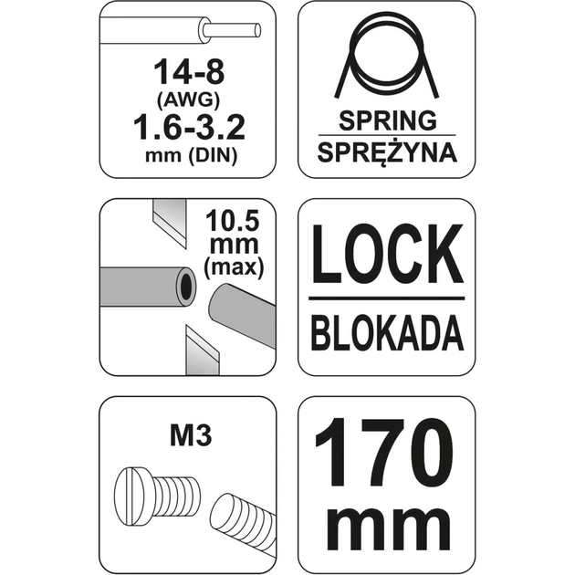 Знімач ізоляції Yato d=1.6-3.2 з ножицями (YT-19691) - picture 2