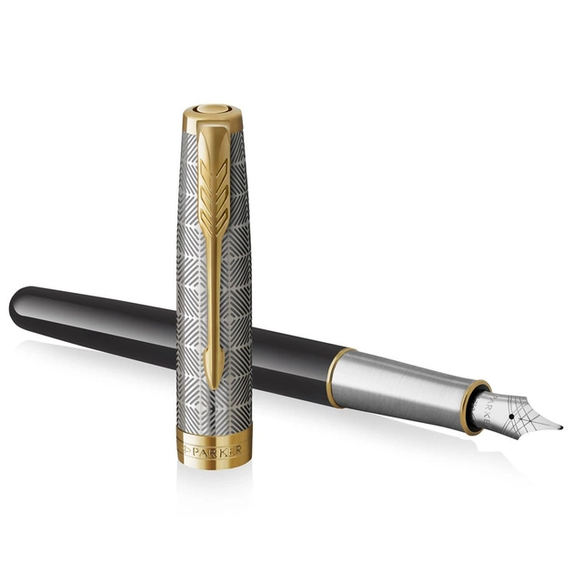 Ручка пір'яна Parker SONNET 17 Metal & Black Lacquer GT  FP18 F (68 111) - изображение 3