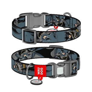 Нашийник для тварин WAUDOG Nylon з QR паспортом "Тінь Бетмена", пластиковий фастекс, S (280-1078) зображення 1