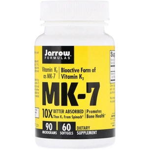 Вітамін Jarrow Formulas Вітамін К2 в Формі МК-7, Vitamin K2 as MK-7, 90 мкг, 60 капс (JRW-30001) зображення 1