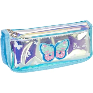 Пенал Cool For School голографічний 2 відділення Butterfly блакитний (CF86964) зображення 1
