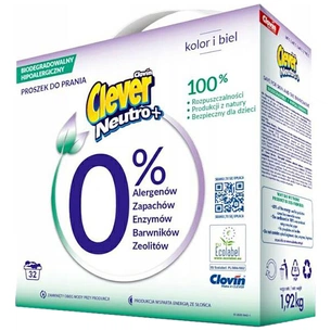 Пральний порошок Clever Neutro + Color & White 1.92 кг (5900308779835) зображення 1