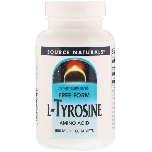 Амінокислота Source Naturals L-Тирозин 500 мг, L-Tyrosine, 100 таблеток (SNS-00190) - зображення 1