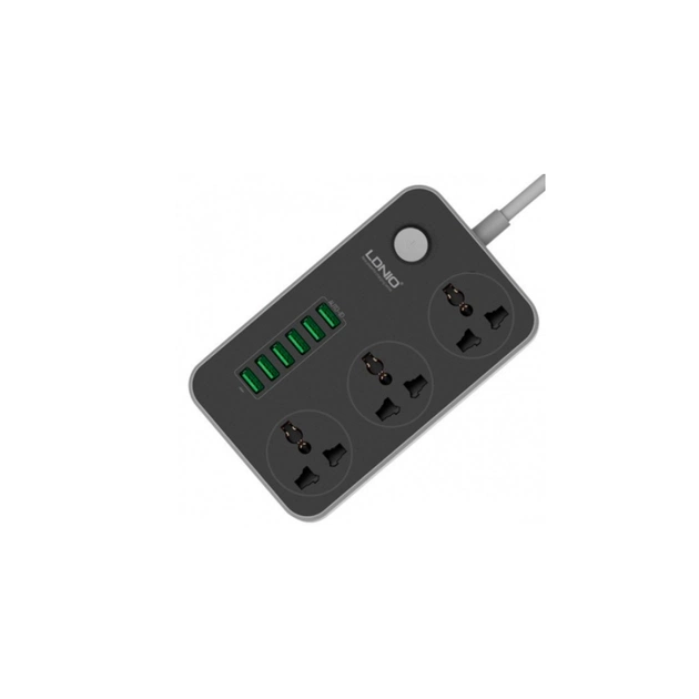 Мережевий фільтр живлення LDNIO SC3604, 3 роз, 6 USB, 2м, Black (SC3604) - зображення 1