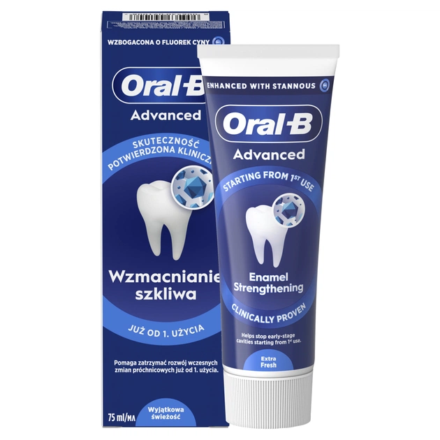 Зубная паста Oral-B Advanced Укрепление эмали Исключительная свежесть 75 мл (8006530091008) - изображение 1