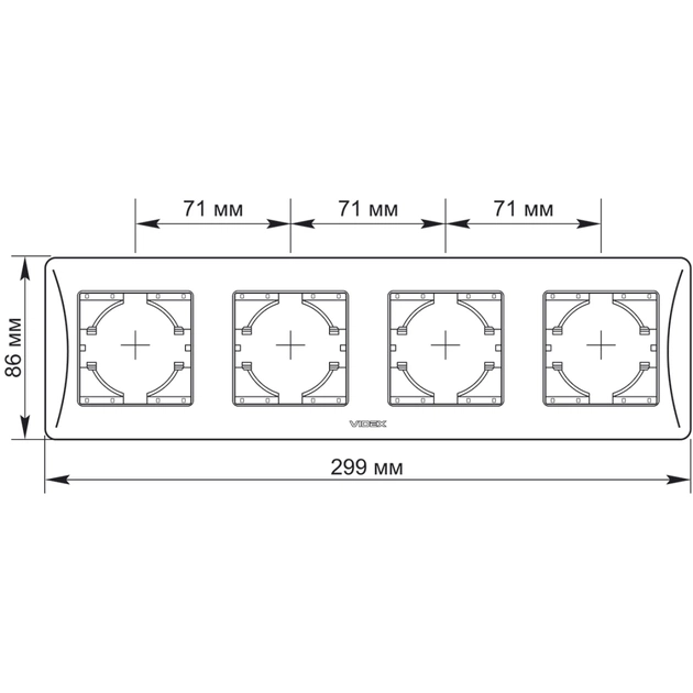 Рамка Videx BINERA чорний графіт 4 поста (VF-BNFR4H-BG) - изображение 2