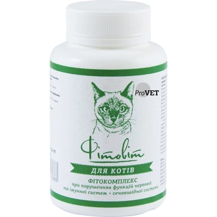 Вітаміни для котів ProVET "Фітовіт" при порушеннях нервової та імунної систем + сечовивідної системи 100 табл. (4823082413683/4823082416967) зображення 1