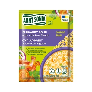 Їжа швидкого приготування Тьотя Соня Суп курячий з алфавітом 60 г (4820015102041) зображення 1