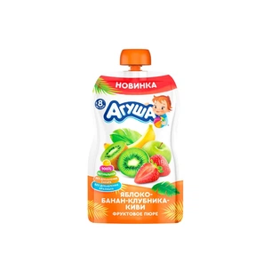Дитяче пюре Агуша Яблуко-Полуниця-Ківі з 8 місяців 90 г (4823063121361) зображення 1