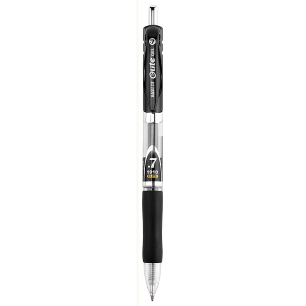 Ручка гелевая Baoke Elite автоматическая с гриппом 0,7 мм черная (PEN-BAO-PC1910-B) - изображение 1