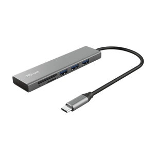 Концентратор Trust HALYX FAST 3USB+CARD READER USB-C ALUMINIUM (24191_TRUST) изображение 1