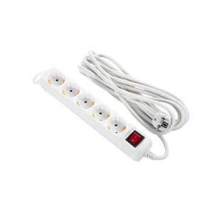 Мережевий подовжувач 2E 5XSchuko з вимикачем,5м, white (2E-U05ES15M5) зображення 1