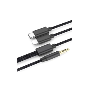 Кабель мультимедійний 3.5mm M to USB-C + Lightning 1,0m black XoKo (MH-232-BK) зображення 1