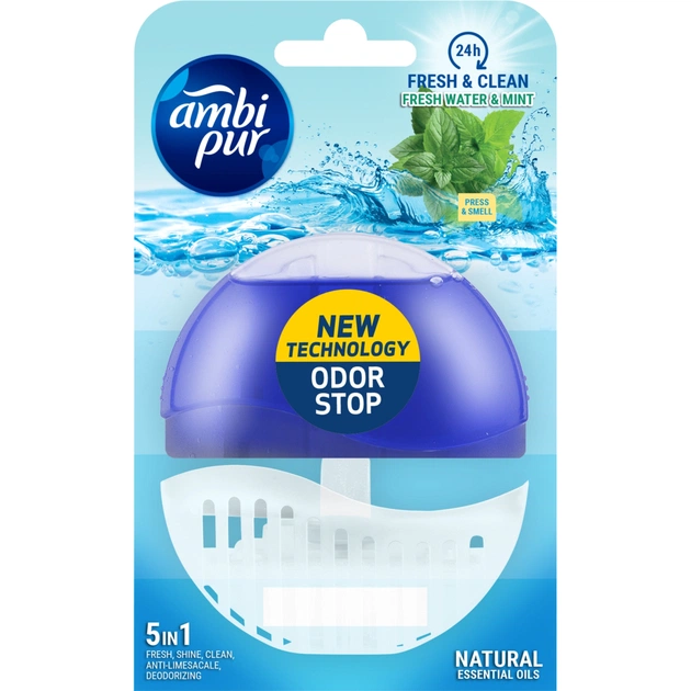 Туалетний блок Ambi Pur Fresh Water & Mint 55 мл (8435495816355) - зображення 1