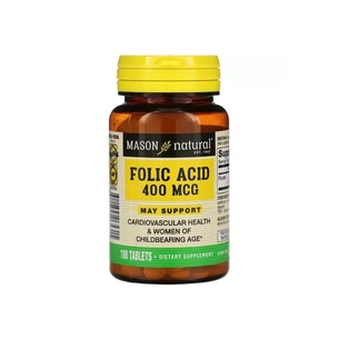 Вітамін Mason Natural Фолієва кислота 400 мкг, Folic Acid, 100 таблеток (MAV-06531) зображення 1