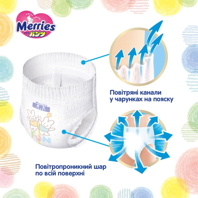Подгузники Merries Трусики Super Jumbo M 6-11 кг 52 шт (4901301418579) - изображение 10
