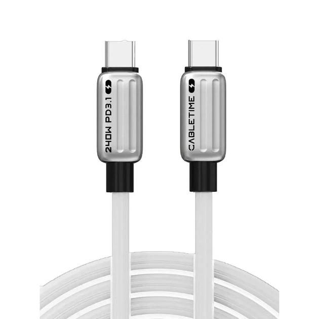 Кабель Cabletime USB Type-C - USB Type-C (M/M) PD 240W, 2 м, White (CU07L) - изображение 1