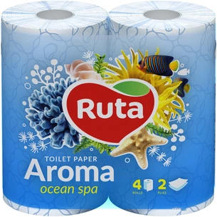 Туалетний папір Ruta Aroma Ocean ароматизований Блакитний 2 шари 4 рулони (4820023740389) зображення 1