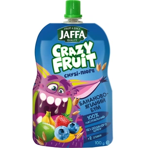 Дитяче пюре Jaffa Crazy Fruit Фруктовий десерт з бананів, яблук, чорниці та суниці 100 г (4820192261982) зображення 1