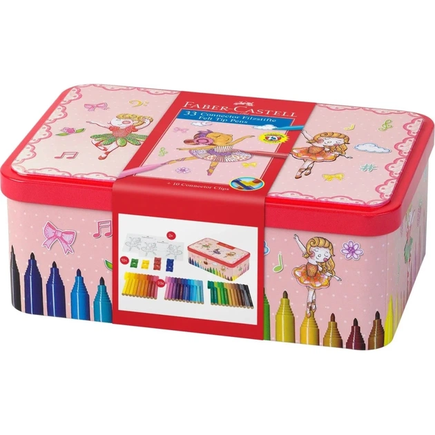 Фломастеры Faber-Castell Балерина в металлической коробке Connector Скрепляй вместе 33 цвета (26537) - изображение 1