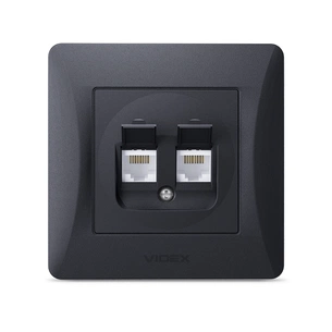 Комп'ютерна розетка Videx BINERA CAT6 + CAT6 подвійна черн (VF-BNSK2PC6-BG) изображение 1