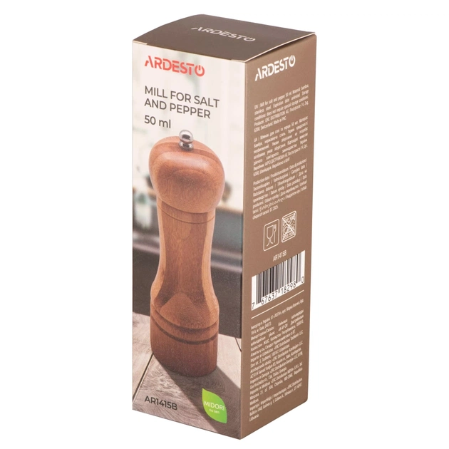 Млинок для спецій Ardesto Midori, 50мл, бамбук, нержавіюча сталь (AR1415B) - picture 3