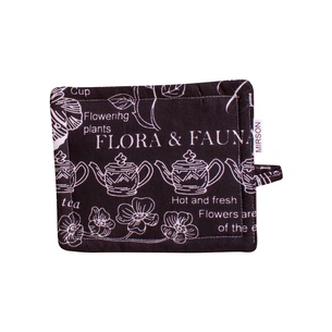 Кухонна прихватка MirSon рогожа/напівпанама №216 - Black flowers (2200006754411) зображення 1