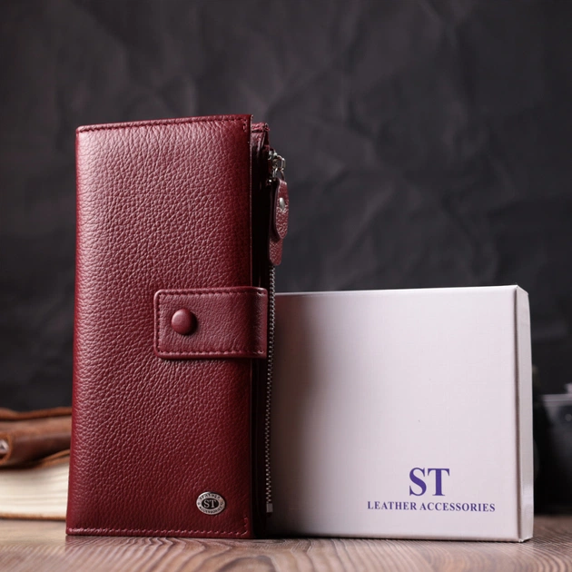 Гаманець ST Leather З натуральної шкіри Бордовий (22535) - зображення 11