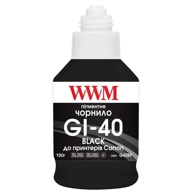 Чорнило WWM Canon GI-40 для G5040/G6040 190г Black Pigmented (KeyLock) (G40BP) - picture 2