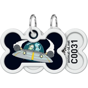 Адресник для тварин WAUDOG Smart ID з QR паспортом "Рік і Морті 1", кістка 40х28 мм (231-0280) зображення 1