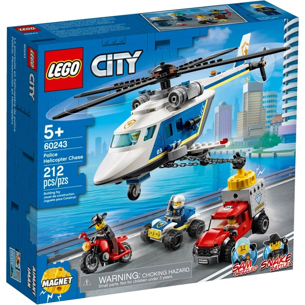 Конструктор LEGO City Police Погоня на поліцейському гелікоптері 212 деталей (60243) - изображение 1