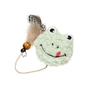 Іграшка для котів Hippie Pet Плюшева жабка з пір'їнкою зелена 11 см (HIPCT2304102-2) - зменшене зображення 1