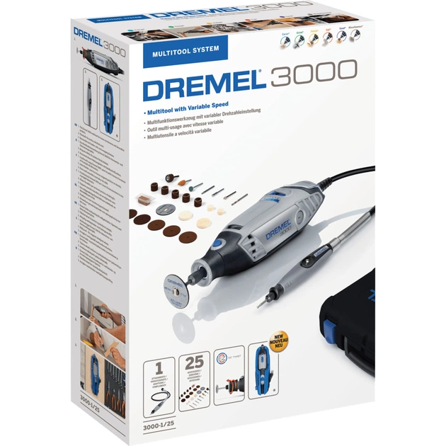 Гравер Dremel 3000-1/25 130W, 10000-33000об/мин, 25 насадок, кейс (F.013.300.0JP) - изображение 4