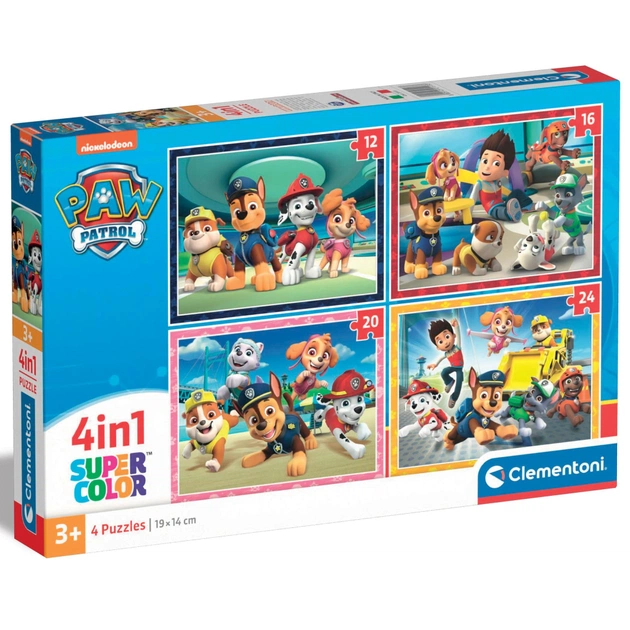 Пазл Clementoni 4 в 1 Paw Patrol, 12,16,20 и 24 элемента (21513.00) - изображение 1