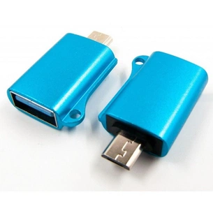 Перехідник OTG USB 2.0 AF to Micro 5P blue Dengos (ADP-020) зображення 1