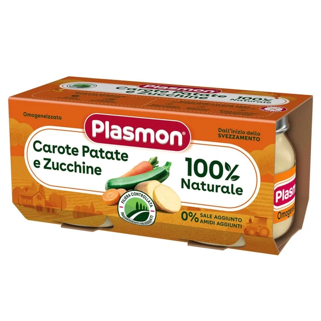 Детское пюре Plasmon Морковь, картофель, цуккини 80 гх2 шт (1136110) - изображение 1