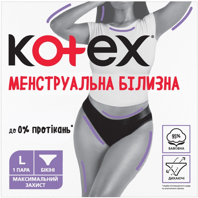 Гигиенические прокладки Kotex Менструальна білизна Розмір L 1 шт. (5029053590233) - изображение 1
