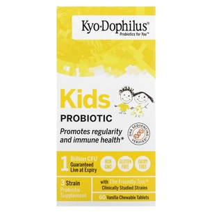 Пробіотики Kyolic для дітей, смак ванілі, Kids Probiotic, 60 жувальних капсул (WAK-60132) зображення 1