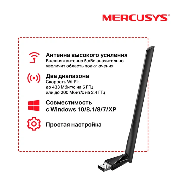 Мережева карта Wi-Fi Mercusys MU6H - picture 6