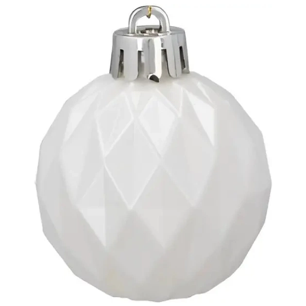 Ялинкова іграшка Chomik пластикові кульки 16 шт, 4 см, сріблясті і біли (5900779877351_3) - picture 4