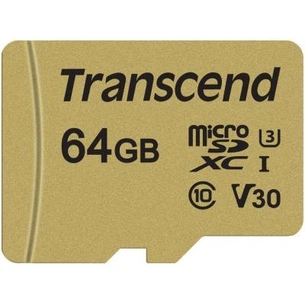 Карта пам'яті Transcend 64GB microSDHC class 10 UHS-I U3 V30 (TS64GUSD500S) зображення 1