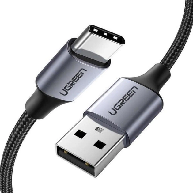 Дата кабель USB 2.0 AM to USB-C 1.0m US288 Aluminum Braid Black Ugreen (60126) - зображення 1